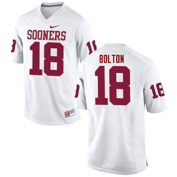 Men Oklahoma Sooners #18 Curtis Bolton College Football Jerseys Game-White - Click Image to Close